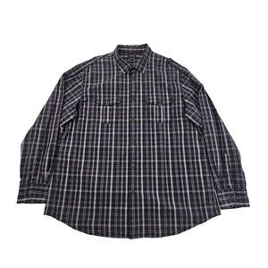Apt. 9 Long Sleeve Shirt Men's XXL Epaulette Black Plaid Button Pockets EUC